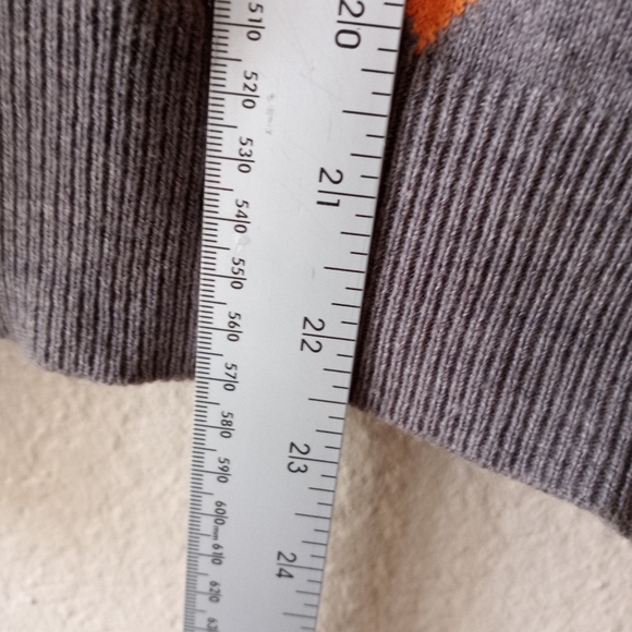 Argyle Cardigan Sweater Metal Buttons L Gray Multi Fancy - Picture 7 of 9